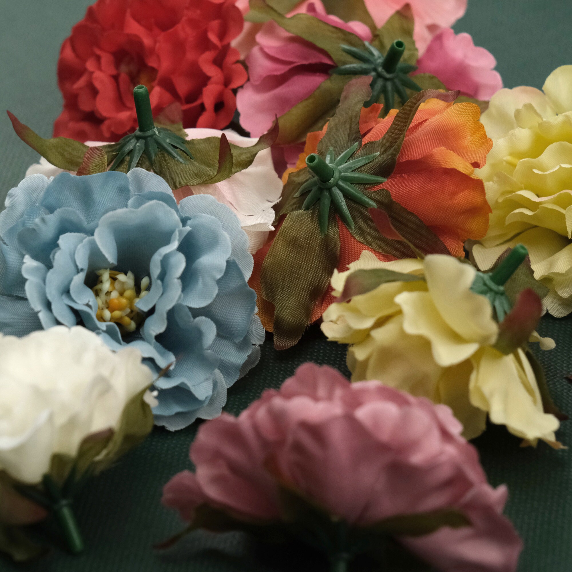 2.36'' Peony Artificial Silk Flower Head - 12colors Fake Flower for DIY ...