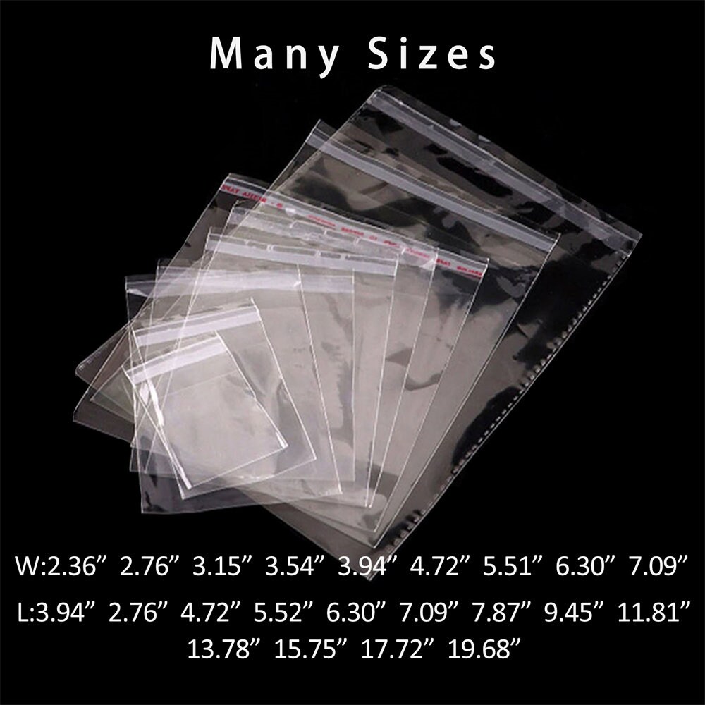 30-45cm Self -Sealing Cello Resealable Plastic Sheer Bag / Self -Adhesive Packing Bag 11.8-17.72'' Width Large Size OPP Bag