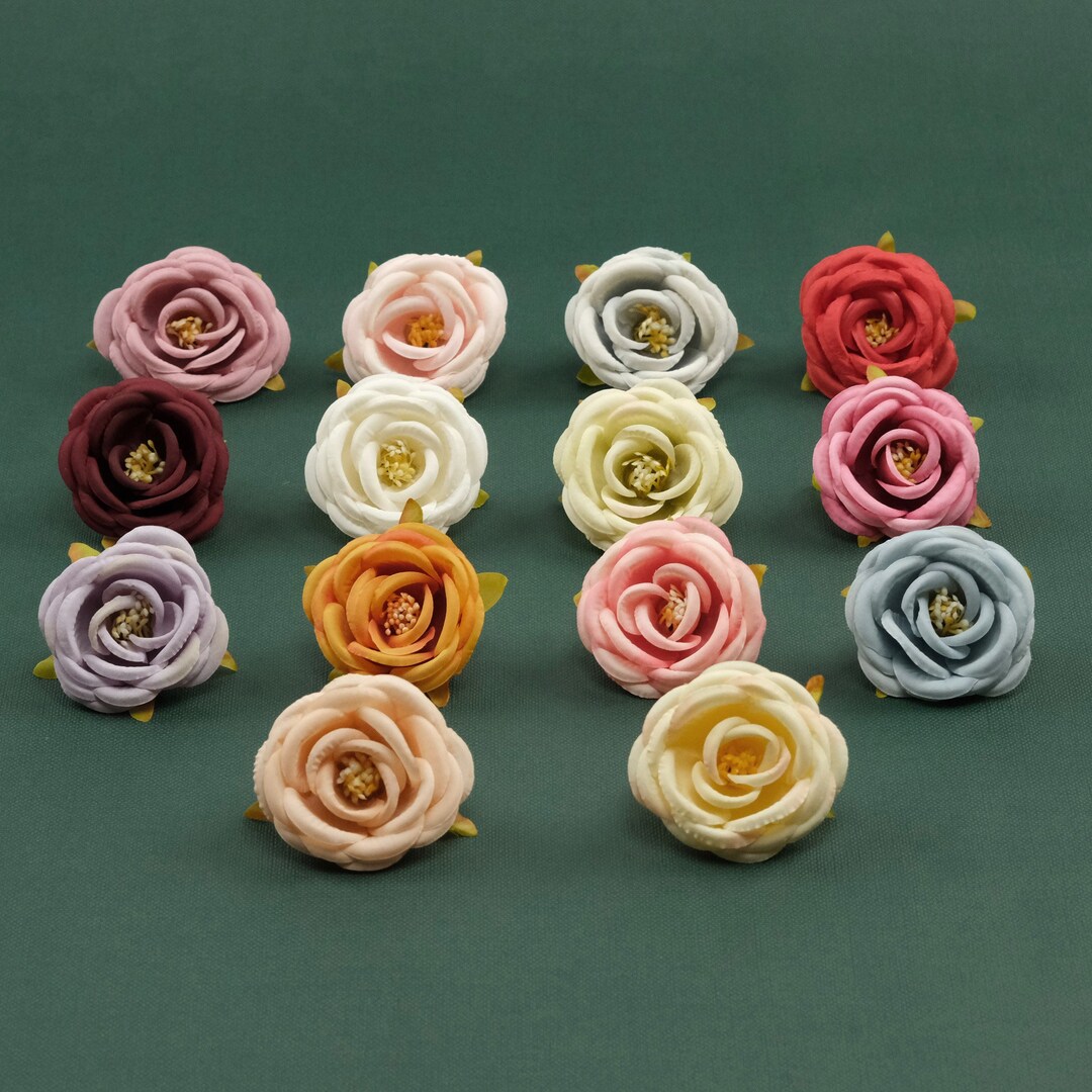 2.36in Artificial Silk Flower Head - 14colors Rose Camellia - Rayon ...