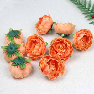 2.36&quot; Orange Peony Artificial Silk Flower Head Bulk Fake Rose For Wedding Decor Fake Flower Wall Panel DIY Handmade Crafts 5/500Pcs