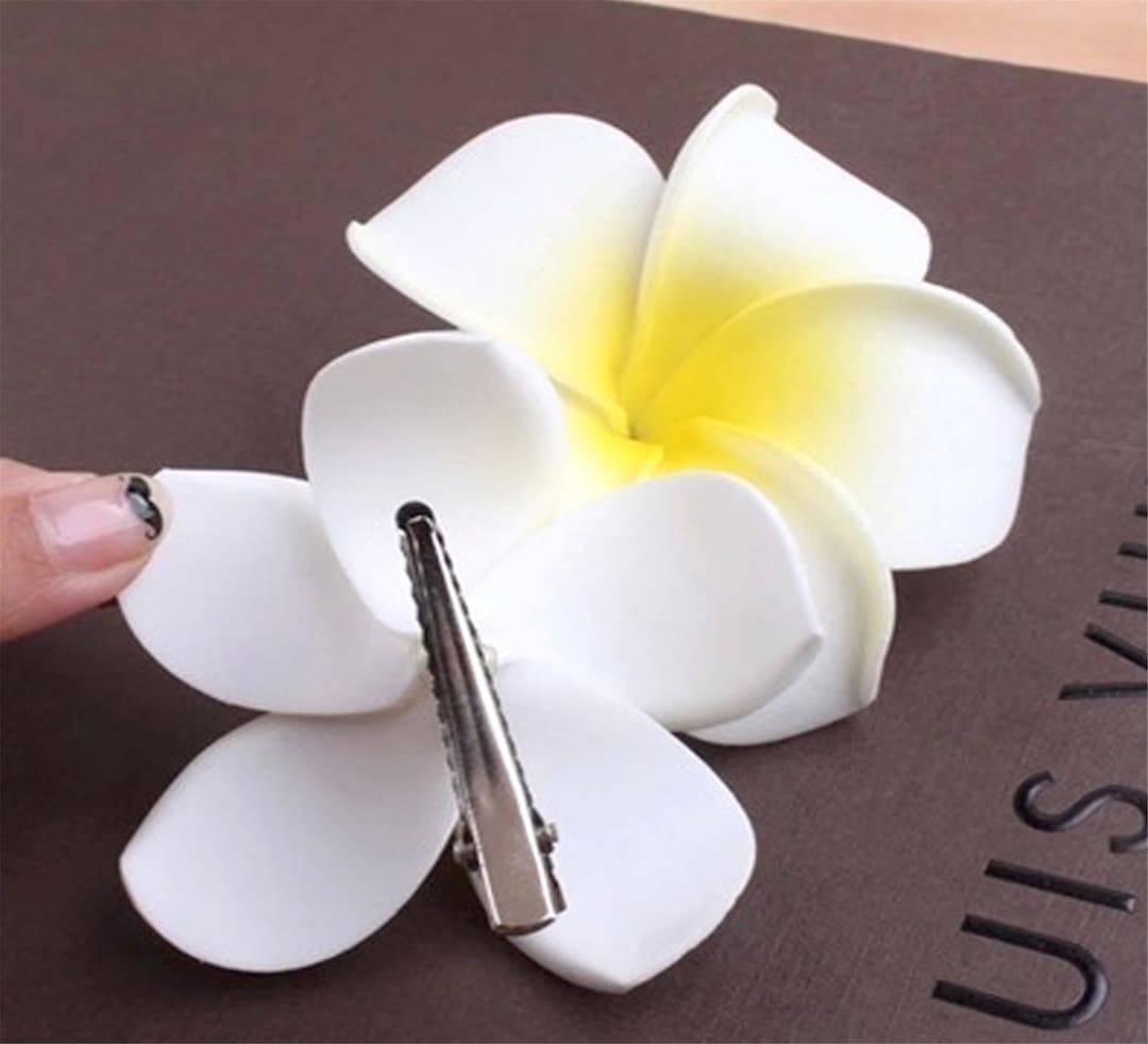 Longsing Hawaii Haarclip Set – 10 Blumenclips Aus Schaumstoff, Plumeria-Motiv, 10 Farben