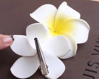 10/100 pezzi 9 cm grande fermaglio per capelli Plumeria/fermaglio per capelli Frangipani/forcina per capelli fiore hawaiano/forcina per capelli fiore di schiuma bianca accessorio per capelli per donne