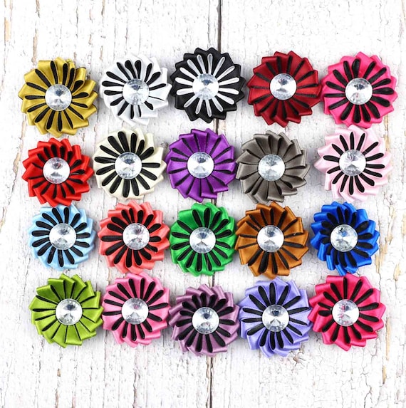 100PCS Mix 1.7inch Organza Ribbon Flowers Sunflower Appliques Craft Wedding Gift