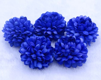 100PCS Royal Blue Artificial Silk Carnation Silk Flower Head Hydrangea Home Wedding Party Decoration DIY Wreath 5cm Fake Flower Faux Flower