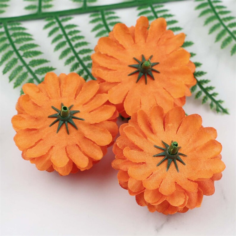 100PCS Orange Silk Flowers Bulk Carnation Artificial Flowers Etsy