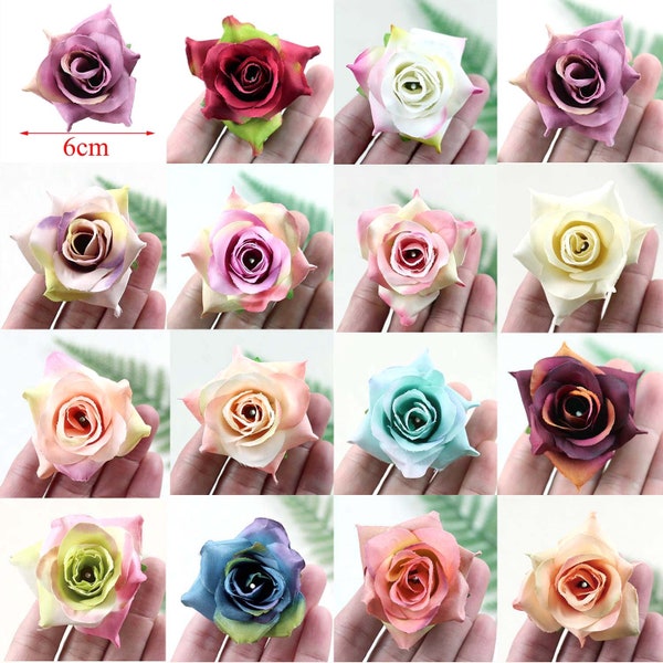 10-100PCS Artificial Silk Flower Heads Bulk Fake Rose  Faux Flower  For DIY Wedding Party Cake Topper Wreath Crown Decor Small Rose 14Color