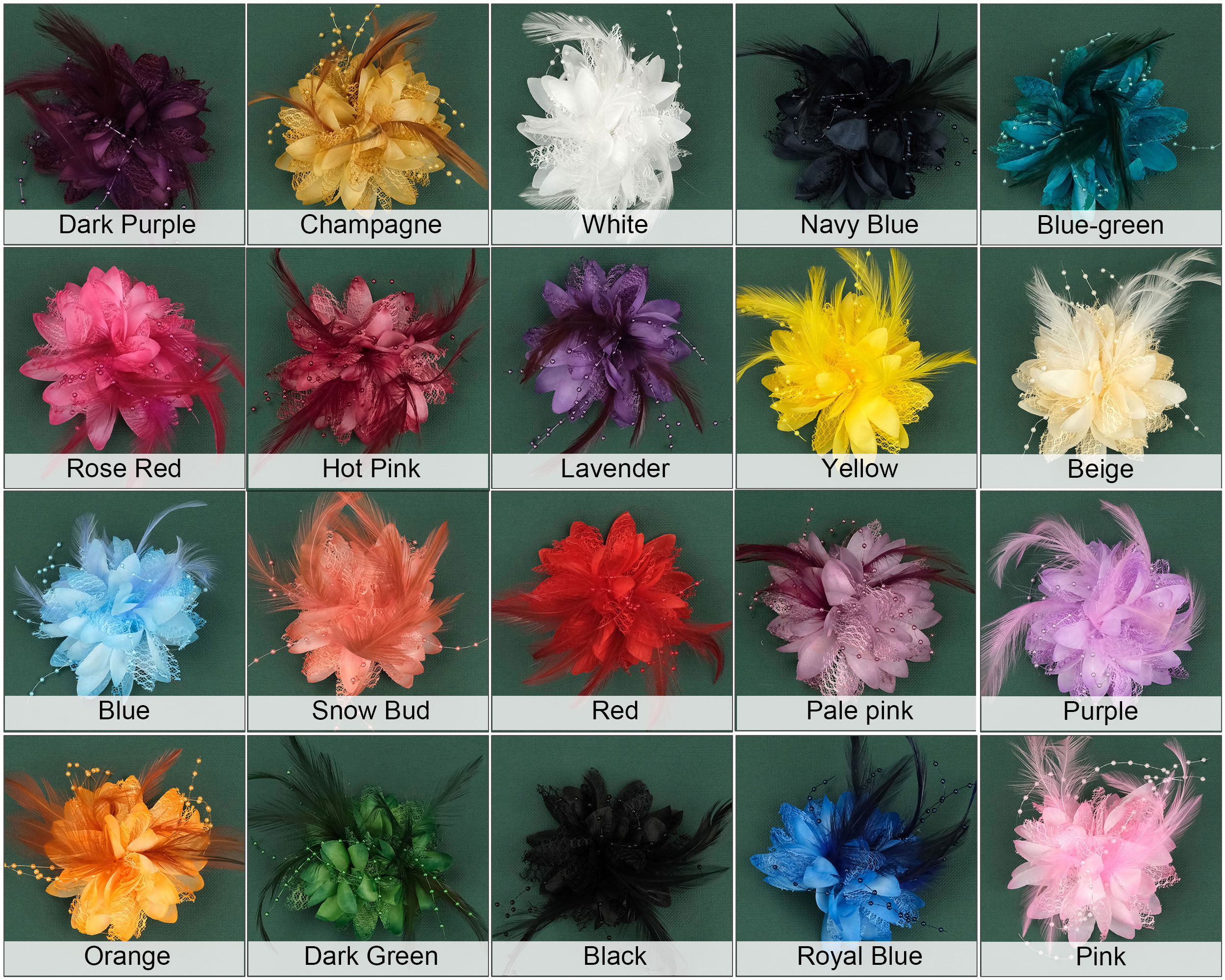 4.5in Popular Small Fascinators Hat Women's Hairpin Wedding Party Pure Color Corsages Bridal Shower Accessory Flower Hair Clip 20Colors