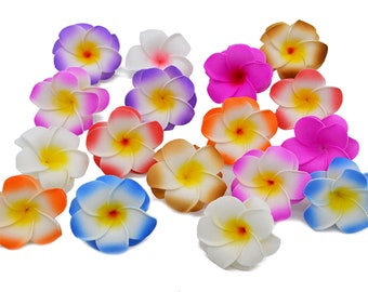 2,36 "20 Teile / los Schaum Hawaii Frangipani Künstliche Plumeria Blumen Blütenblätter Kappe Haar Hut Kranz Floral DIY Girlande Hochzeit Dekoration 6cm