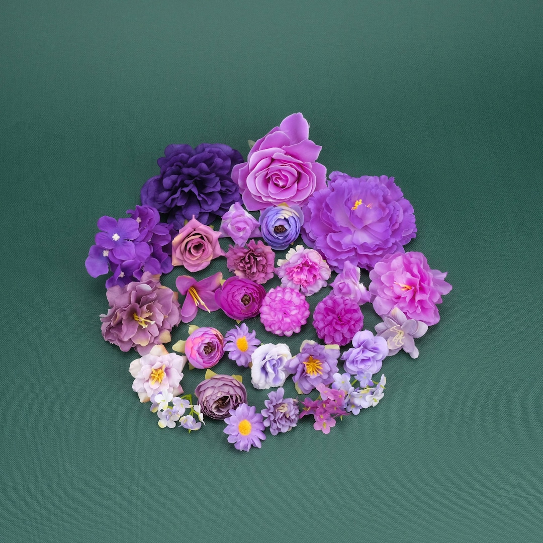 Artificial Silk Flower Head Handcrafted Combo Set Multicolor Rayon