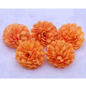 100PCS Orange Flowers Bulk Carnation Artificial Silk Flower Head Fake Hydrangea For DIY Home Wedding Party Decor DIY 5cm Daisy Faux Flower