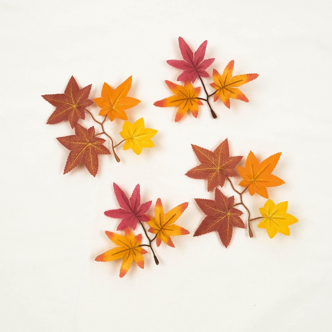 Daily Treasures - 3 Branches Artificielles Érable Automne 83 Cm - Feuilles Dégradées Violet/Bourgogne/Rouge - Déco Halloween & Automne