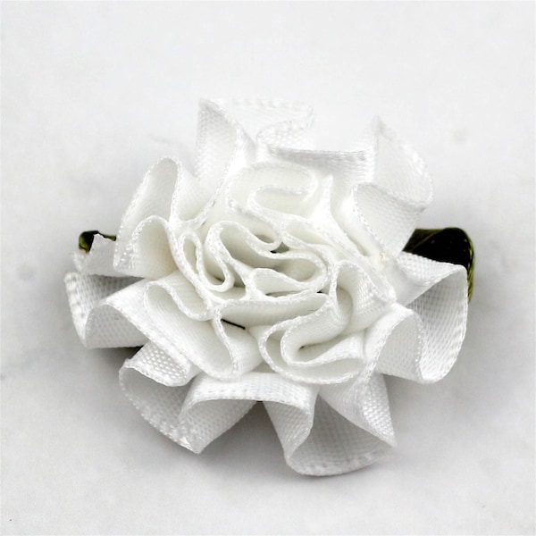 10-100PCS White Ribbion Flower 3CM Satin Carnation Appliques For DIY Crafts Cloth Decor Sewing Hairpin Crown Making Accessory Supply