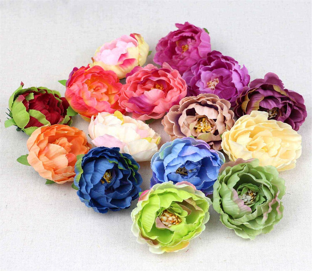 10/100PCS Fake Peony Head 10colors Artificial Silk Flower Head for DIY ...
