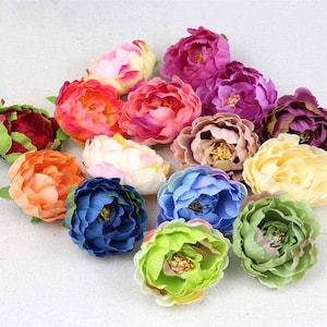 10/100PCS Fake Peony Head 10Colors Artificial Silk Flower Head For DIY Crafts Flower Wall Hanging Floral Decor 6cm