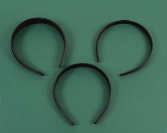 Diadema negra en blanco para decoración del cabello DIY, traje de plástico para envolver Ribbion de 3 tamaños, corona para niños y adultos, 3/15 Uds.