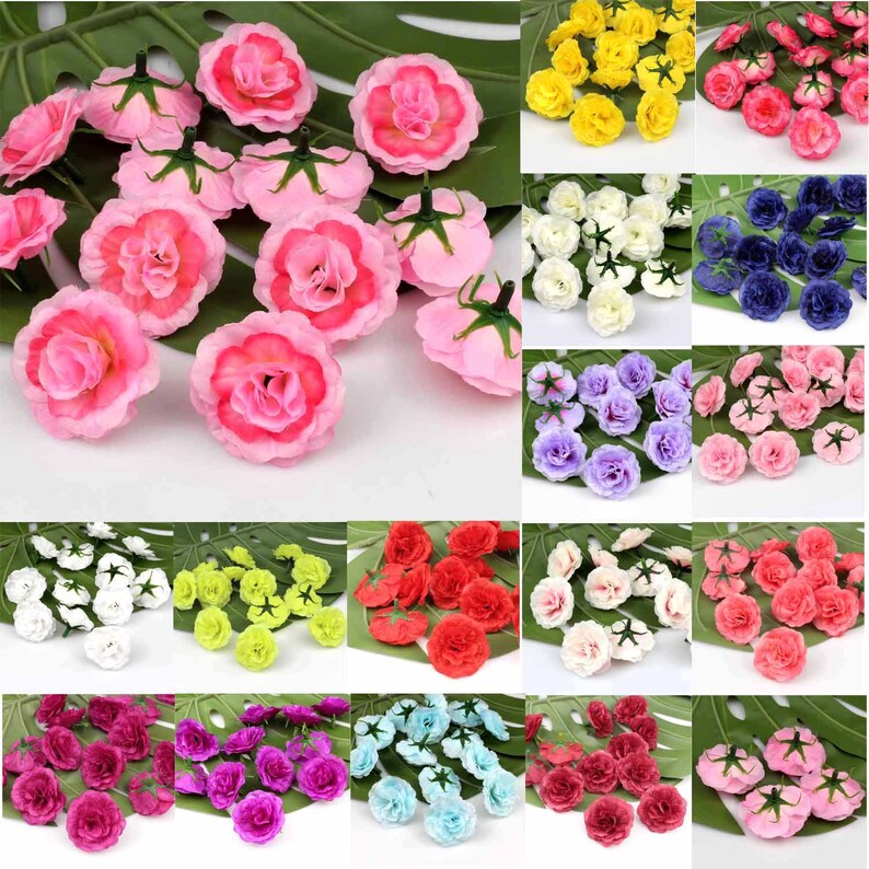 16 Colors 4cm Artificial Rose Bud Silk Flower Heads For Clips Etsy