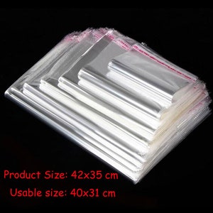 40/42cm brede zelfklevende zak transparante geschenk sieraden display verpakkingszak OPP poly plastic opbergzakken partij snoep gunsten pouch 20-1000pc
