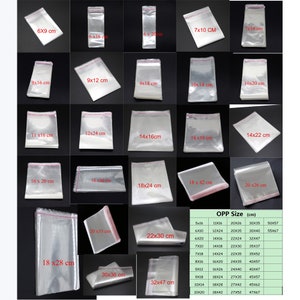 100Pcs/Pack Self Adhesive Clear Poly Plastic Bag Resealable Cello/Cellophane OPP Bag for Bakery Candle Soap Cookie 5cm 6cm 7cm 8cm 9cm Width