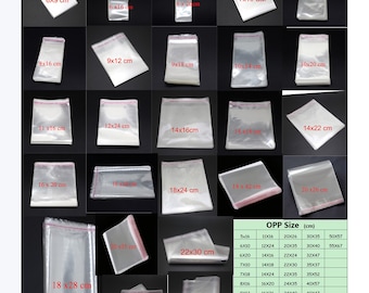 100Pcs/Pack Self Adhesive Clear Poly Plastic Bag Resealable Cello/Cellophane OPP Bag for Bakery Candle Soap Cookie 5cm 6cm 7cm 8cm 9cm Width