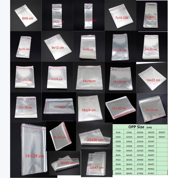 100pcs/pack Self Adhesive Clear Poly Plastic Bag Resealable Cello