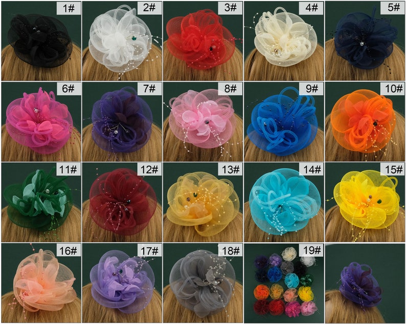 1/18PCS 5.9'' Beads Corsage Hair Accessory Mini Fascinators Hairpin 18Colors Party Wedding Deby Bridal Shower Hair Decor Hairclip image 2