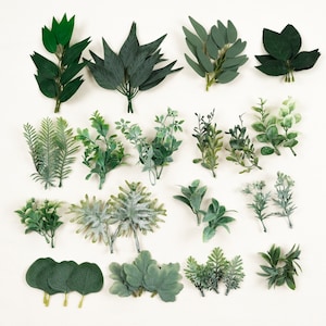 48 pezzi di foglie verdi artificiali in seta, mix di eucalipto e felce, set da 17 stili di verde finto per decorazioni fai da te per matrimoni e feste.