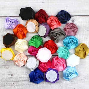 10/100 pièces 40mm 1,57 "tissu fait main Rose fleur bricolage coiffure fleur bandeau clip Rose décoration de mariage Appliques artisanat accessoire de couture