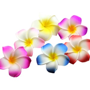 50 szt. 3,5'' sztuczna Plumeria Rubra hawajska kwiat 10 kolorów Frangipani piankowy kwiat do DIY spinka do włosów dom plaża wesele dekoracja girlanda