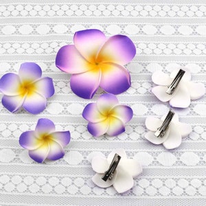 5cm 6cm 9cm 10-100Pcs Purple Hawaiian Hibiscus Flower HairClips Plumeria Hairpin for Tropical Beach Costume Party Decor Ear Flower
