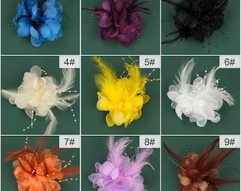 2/40pcs 4'' Fascinator 18Colors Hairpin For Baby Shower Wedding Engagement Party Decor Pure Color Corsage Guest Gifts Small Fascinator