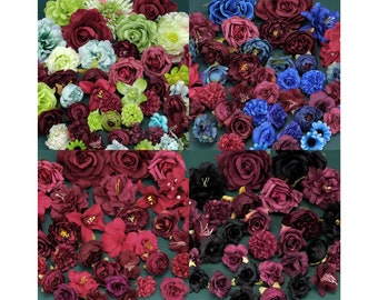 Shades of Red Kunstseide Blumen Kopf Combo Set - DIY Blumen Material Pack für Party Blumenkrone Haarnadel Kranz Stirnband Bouquet Floral