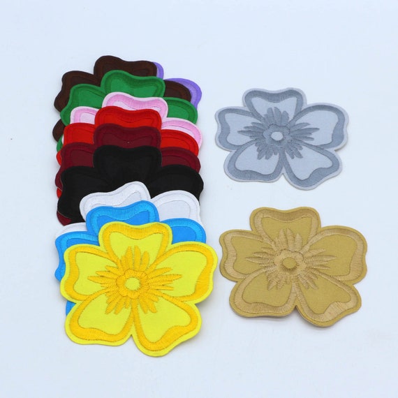 12 colors 7x8cm Colorful Rose Applique Flowers Patch Embroidered Sew on Clothes