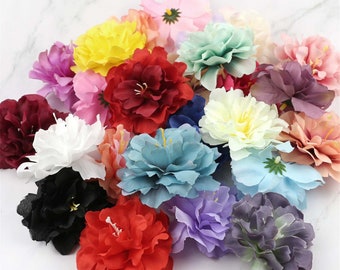 Tête de fleur artificielle en soie, vente en gros pour bricolage, artisanat, pivoine en soie, couronne de mariage, robe, artisanat, fausse fleur, 8 cm, fausse fleur colorée
