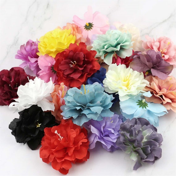Kunstseide Blume Head Groß-Großhandel für DIY Handwerk Seide Pfingstrose Hochzeit Haus Kranz Kleid Handcraft Fake Flower 8 cm Bunte Faux Blume