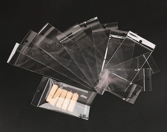 8 cm wide 50-100 pieces Clear Self Adhesive Seal Plastic Storage Bag OPP Poly Pack Bag Retail Packaging Package Bag W/ Hang Hole Wholesale