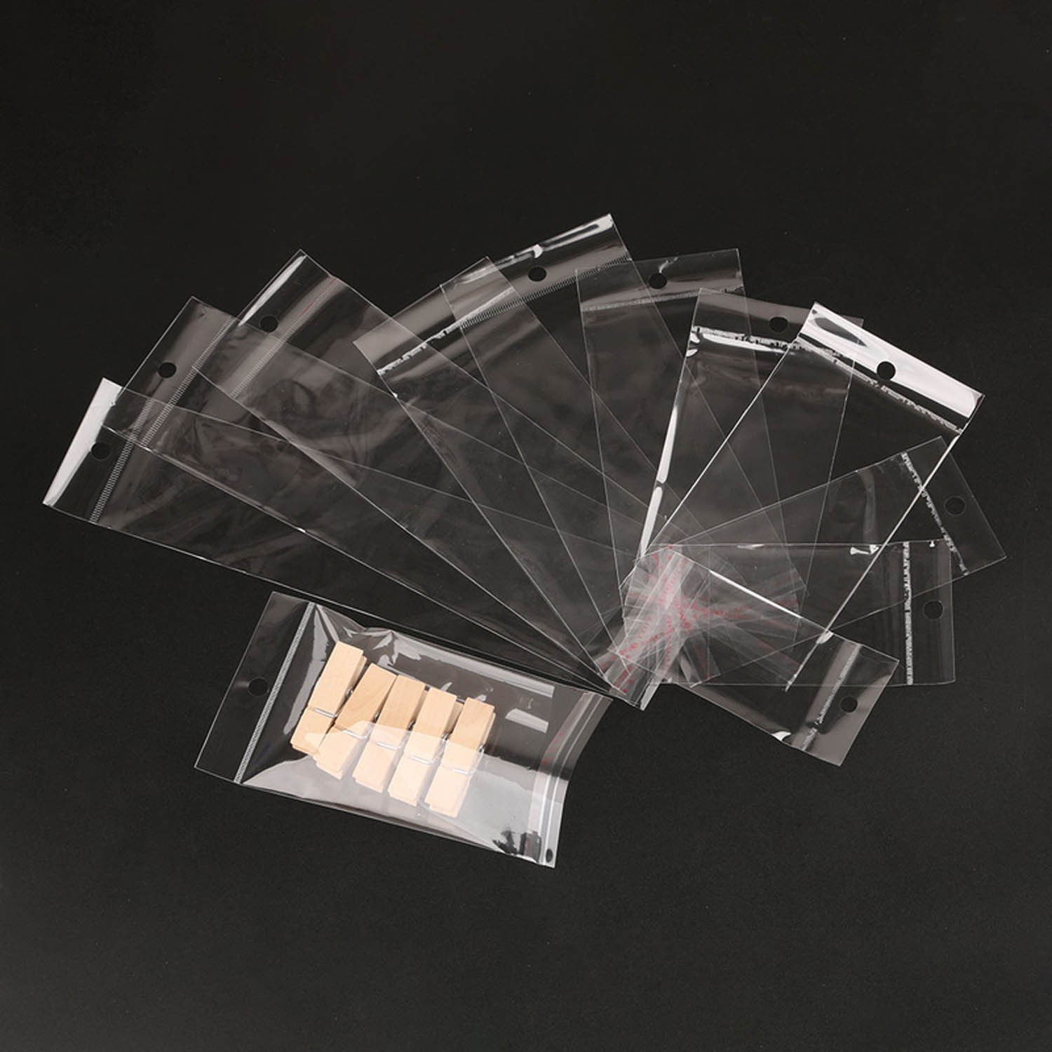 100PCS Clear Self Seal Adhesive Cellophane Resealable OPP Plastic - Foto 10