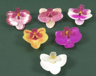 6/150 pièces tête de fleur artificielle 6 couleurs faux lys faux phalaenopsis pour bricolage artisanat corsage couronne épingle à cheveux album décor