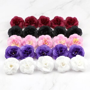 15P Artificial Silk Rose Flower Head Mini Fake Flower for DIY Wedding Cake Decor Baby Shower Crafts Gift Box Crown Decor Faux Flower