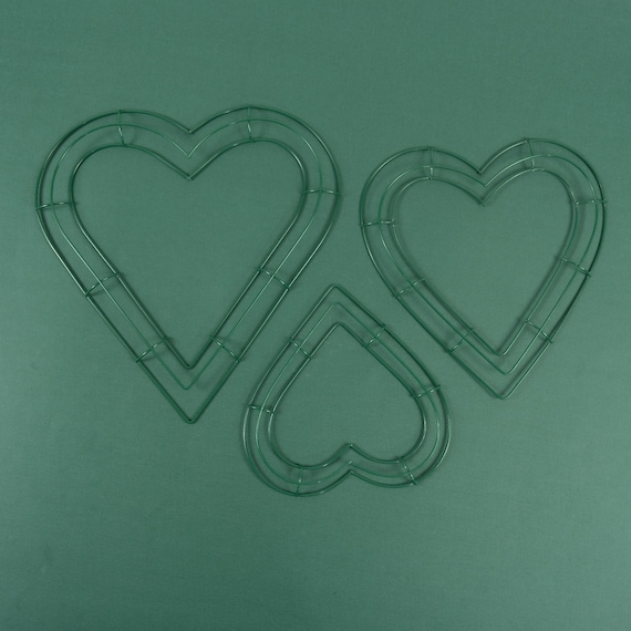 Base Per Ghirlanda Fai-da-te A Forma Di Cuore – 4 Pezzi In Ferro 25x26 Cm – Verde