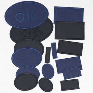 6/150 STÜCKE Rechteck / Oval Blank Patch - Aufnäher zum Aufbügeln Aufnäher Solid Schwarz Marineblau Gestickte Aufnäher DIY Flaggen Militärischer taktischer Patch Zubehör