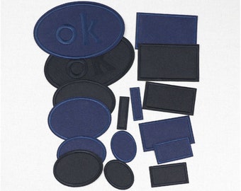 6/150PCS Rectangle/Oval Blank Patch - Iron on Sew on Solid Black Navy blue Embroidered Patches DIY Flags Military Tactical Patch Accessories