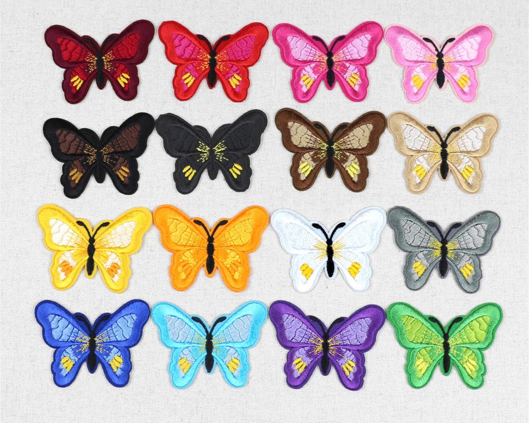 16 Colors Embroidered Butterfly Patches Set of 6pcs/15pcs/40pcs/80pcs ...