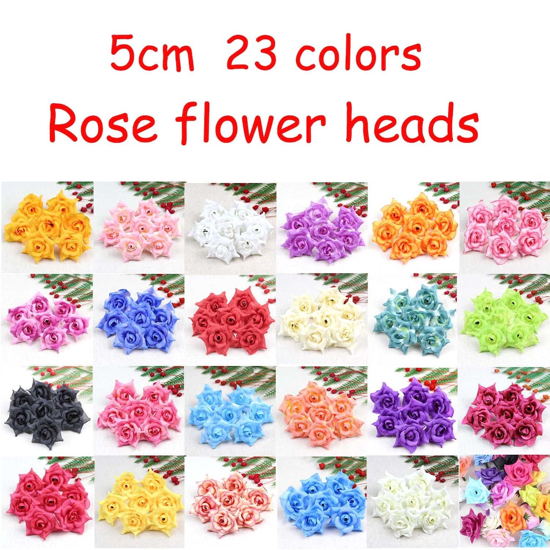 10/100PCS 5cm Artificial Silk Flower Head / 2" Fake Rose Bulk / DIY ...