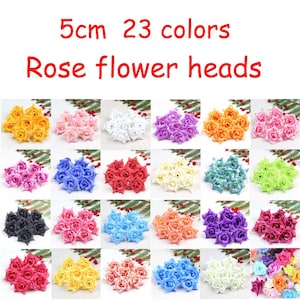 10/100PCS 5cm Artificial Silk Flower Head / 2&quot; Fake Rose Bulk / DIY Garland Wedding Home Scrapbook Gift Box Craft Decor Fake Flower