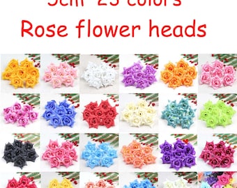 10/100PCS 5cm Artificial Silk Flower Head / 2" Fake Rose Bulk / DIY Garland Wedding Home Scrapbook Gift Box Craft Decor Fake Flower