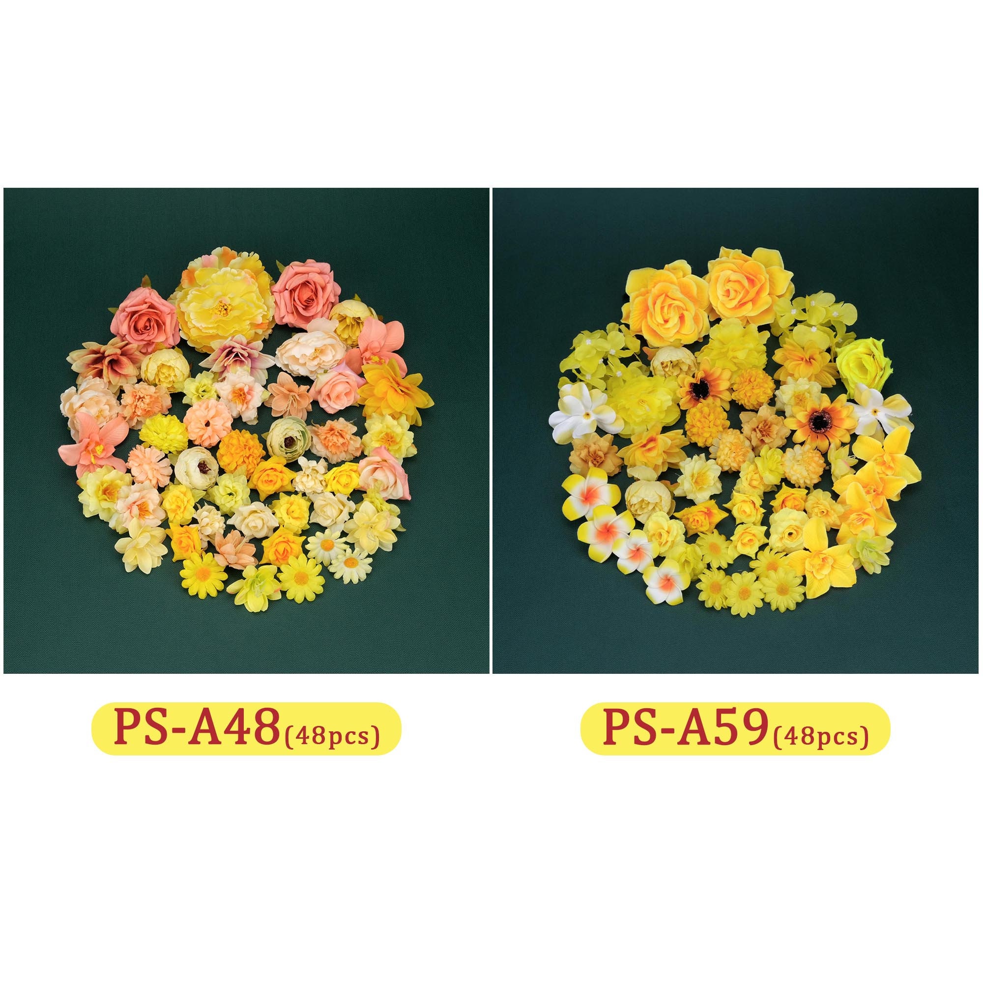 Yellow Theme Artificial Silk Flower Head Combo Set DIY Etsy