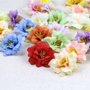 15Pcs Assorted Colors 5.5cm Wild Rose Flower Head Bulk DIY Decor Silk Artificial Flowers Head For Wedding Home Party Arch Wall Decor