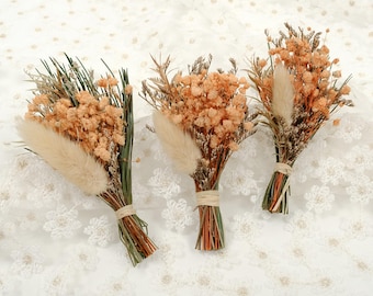 Fall Mini Dried Flower Bouquet - Natural Orange baby's breath Plant Dried Bouquet with Stem - Boho Wedding Decor LetterBox Boquet Home Decor