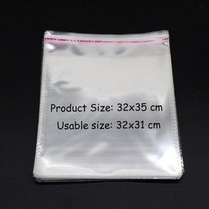 20 Stück / Packung Wiederverschließbare Verpackung Beutel Selbstklebende Verpackung Plastiktüte Transparente Opp Bag Display Baggie Bag 32X35cm 32x40cm 32x45cm 32x50cm