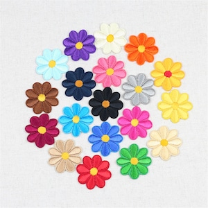 Paket med 10/20/50/100 st. Broderad solroslapp, sy-på/stryk-på-lapp, gör-det-själv-lapp, kläder, byxor, hatt, jeans, sömnad, blommor, applikationstillbehör